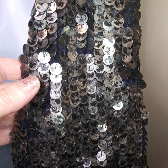 Free People Sexy Navy & Silver Sequinned Plunging Neckline Romper - Picture 2 of 10